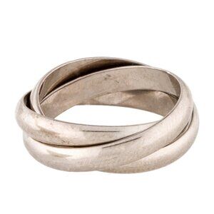 CARTIER 18K 750 WHITE GOLD VINTAGE TRINITY BAND RING